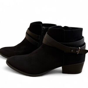 LC Lauren Conrad Black Suede Ankle Booties, Size 8.5